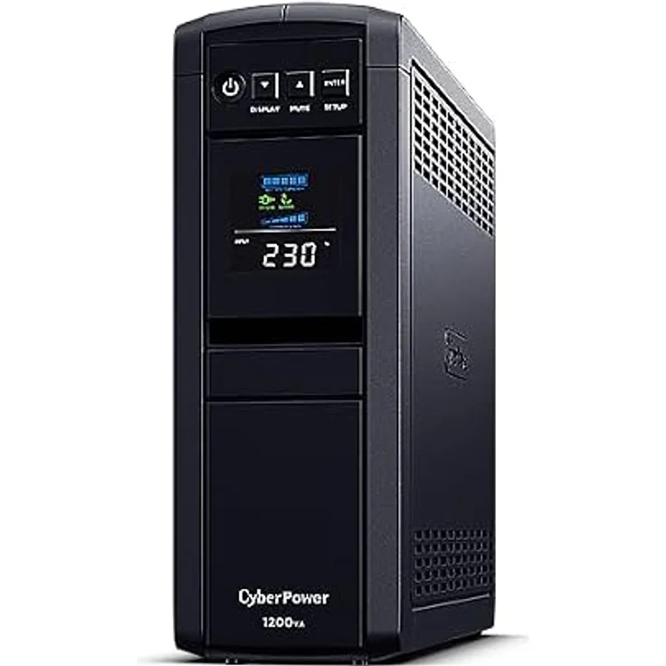 CyberPower CP1200EIPFCLCD Line-Interactive USV 1200VA/720W Reine Sinuswelle, AVR, LCD, USB (HID), DB9, RJ45 LAN Protection, Ausgang (2) Schuko (4) IEC, Expansion Port für Opt. Netzwerkkomunikation – Bild 1