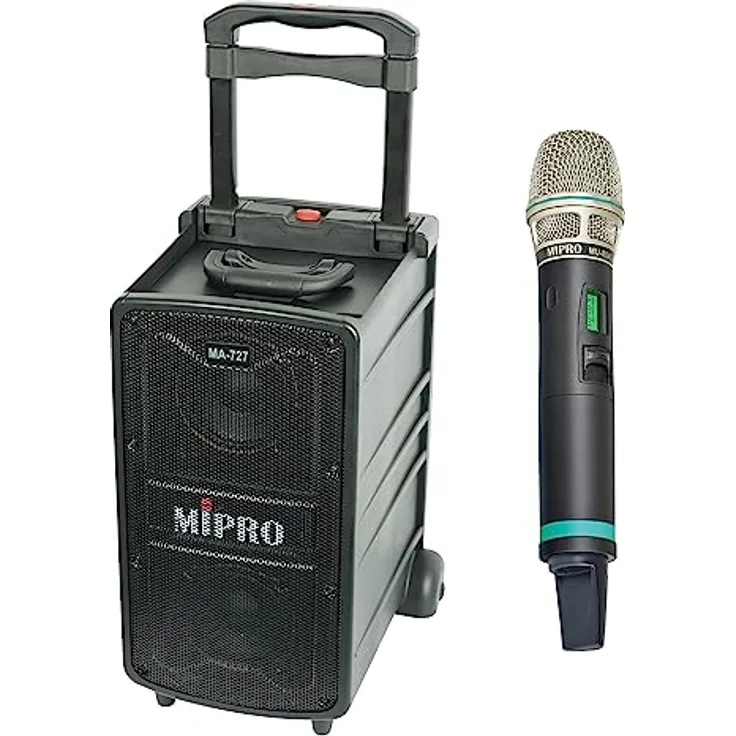 MIPRO MA-727 Mobiles Beschallungssystem Lautsprecher 5,8 GHz + Handsender Mikrofon, ideal für Veranstaltungen bis 150 Personen