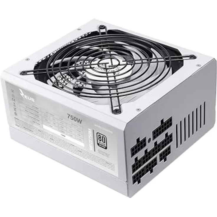 MARSGAMING MPZE750M, Modulares ATX 750W Netzteil, 10 Jahre Garantie, 80Plus Silber +87% Wirkungsgrad, AI-RPM Lüfter, Japanische 105º Kondensatoren, Weiß