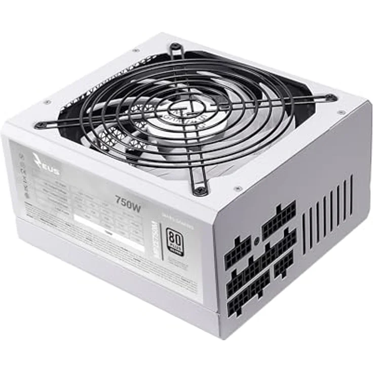 MARSGAMING MPZE750M, Modulares ATX 750W Netzteil, 10 Jahre Garantie, 80Plus Silber +87% Wirkungsgrad, AI-RPM Lüfter, Japanische 105º Kondensatoren, Weiß – Bild 1