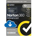 Norton 360 Advanced | 10 Geräte | Antivirus | Identitätsschutzfunktionen und Support | Secure VPN |1-Jahres-Abonnement mit Verlängerung | PC/Mac/Android/iOS