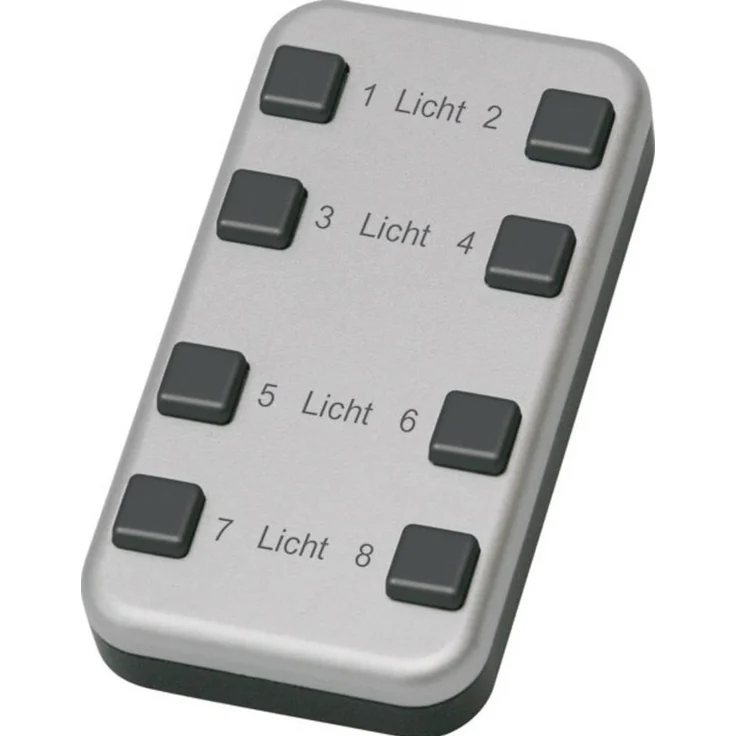 Eltako FunkMiniHandsender FMH8alanso, batterieloser 8-Kanal Funk-Handsender mit RF-Technologie, Silber