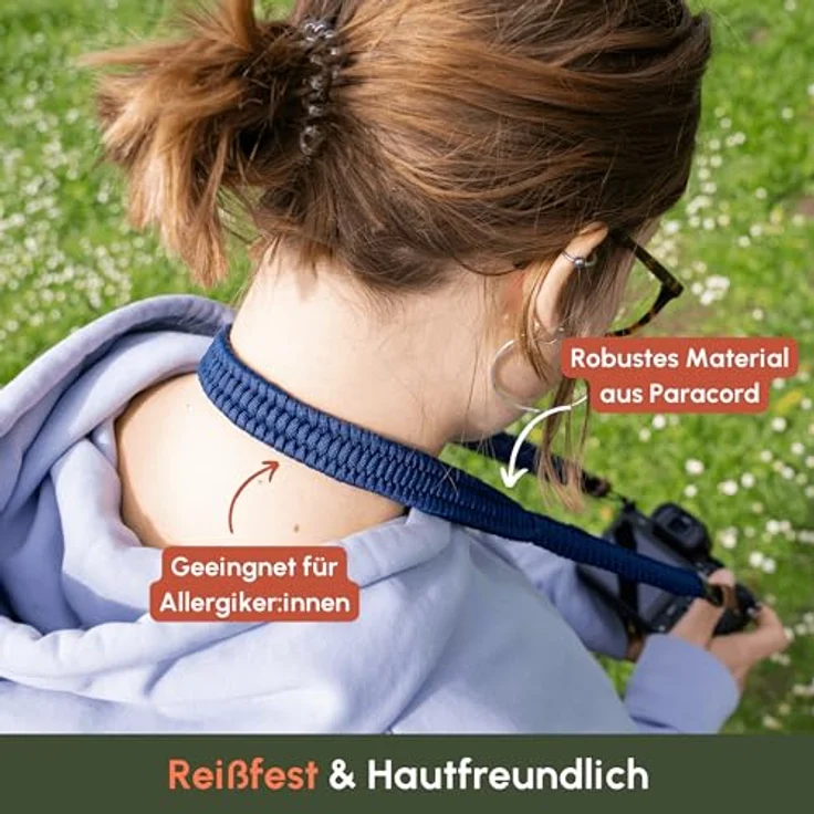 C-Rope Kameragurt THE TRAVELER handgeflochten aus Paracord, Schultergurt mit Schnellverschluss, 100cm, Navy Blau – Bild 3