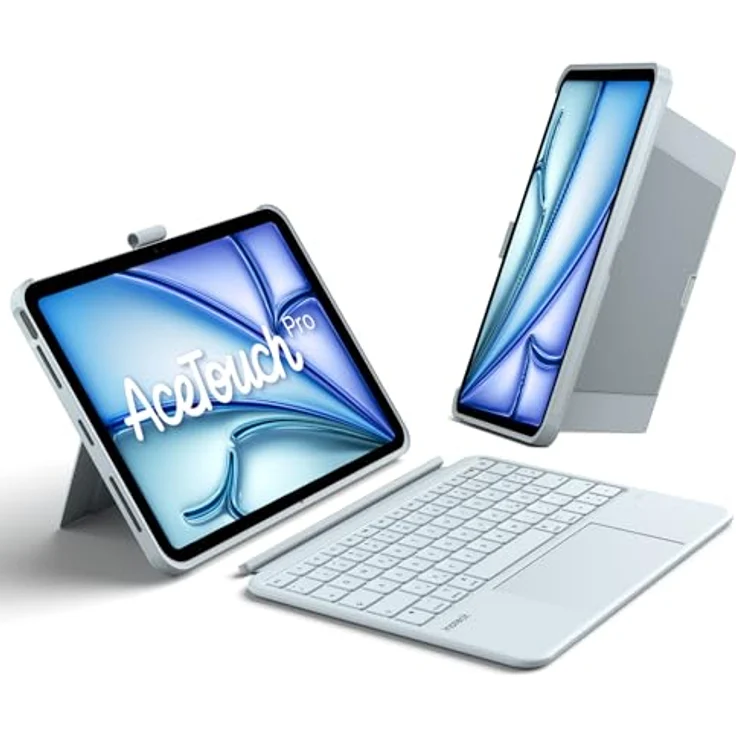 Inateck Hülle mit Tastatur für iPad Air 11 M4/M3/M2 (2026/2025/2024) und iPad Pro 11, 5,1 Zoll, abnehmbar, großes Touchpad, mit Stifthalter, dünn und leicht – Bild 1