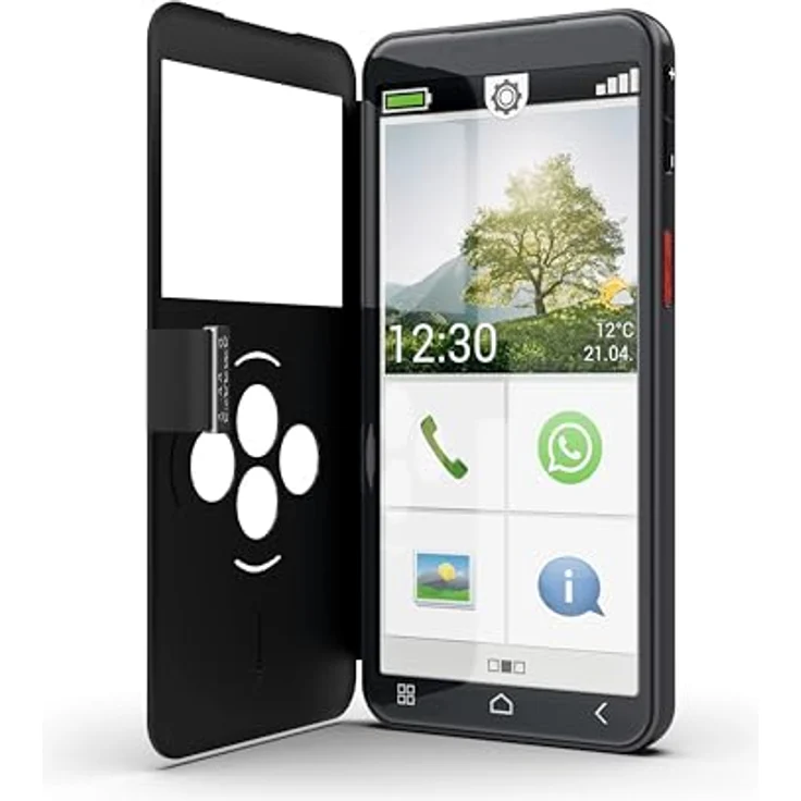 Emporia emporiaSMART.7lite, Senioren-Smartphone ohne Vertrag, Android 15, 5,45" Touchdisplay, Notruftaste, NFC, Fingerabdrucksensor, hörgerätekompatibel, Schwarz, 6 GB RAM, 128 GB Speicher, Triple-Kamera 13 MP – Bild 2