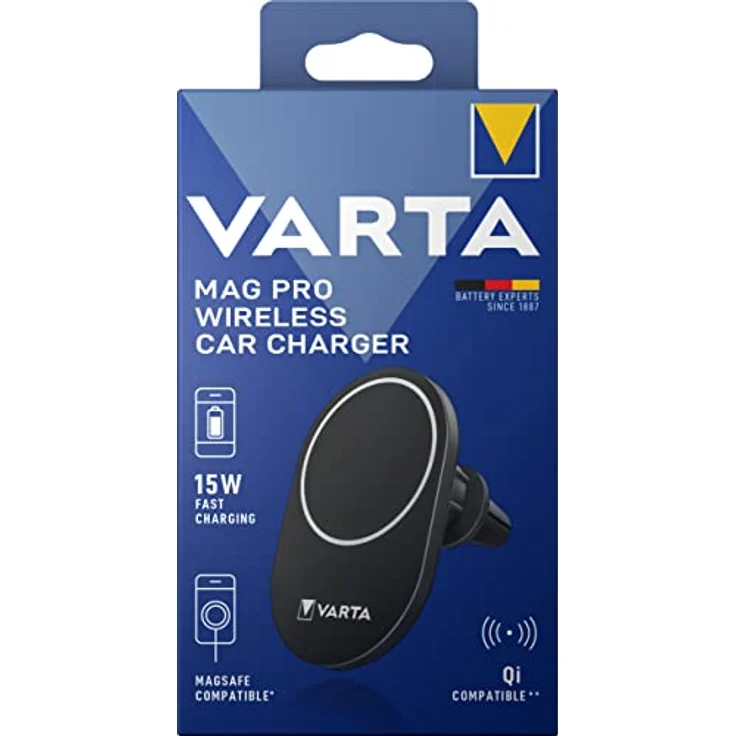 VARTA Ladegerät & Handyhalterung Auto, Mag Pro Wireless Car Charger 15 W, Magnet Smartphone-Halterung mit Ladefunktion, MagSafe-kompatibel, Qi-kompatibel, Autohalterung inkl. USB-Typ-C-Kabel, schwarz – Bild 2