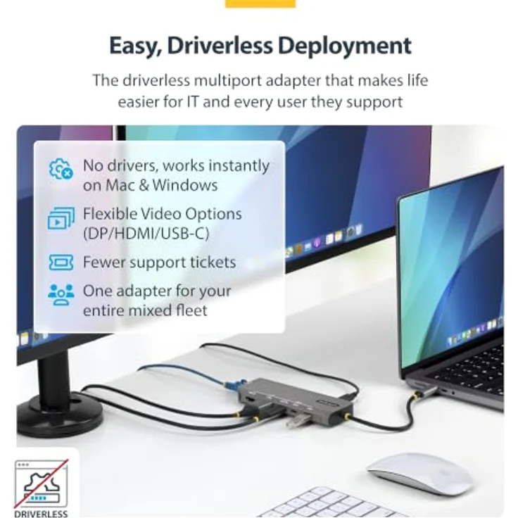 StarTech.com 7-in-1 USB4 Multiport Adapter, Laptop-Dockingstation mit Dual 4K, 140W Power Delivery, 10Gbps Hub und 2,5GbE Mini Dock – Bild 3
