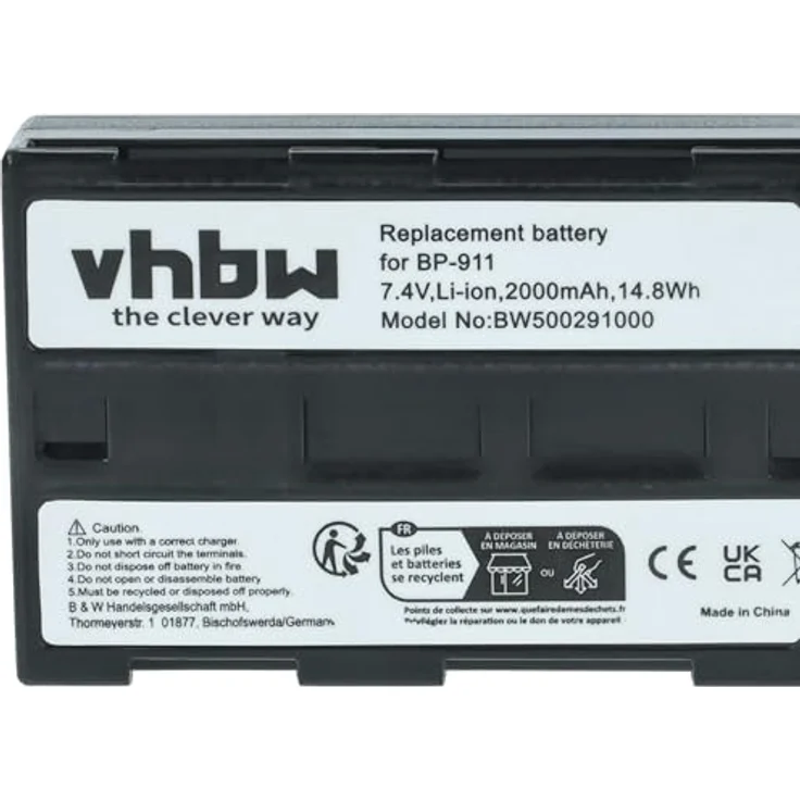 vhbw 2X Akku Ersatz für Canon BP-945, Hochleistungs- Lithium-Ionen-Akku, 1300 mAh, 7,2 Volt, wiederaufladbar – Bild 5