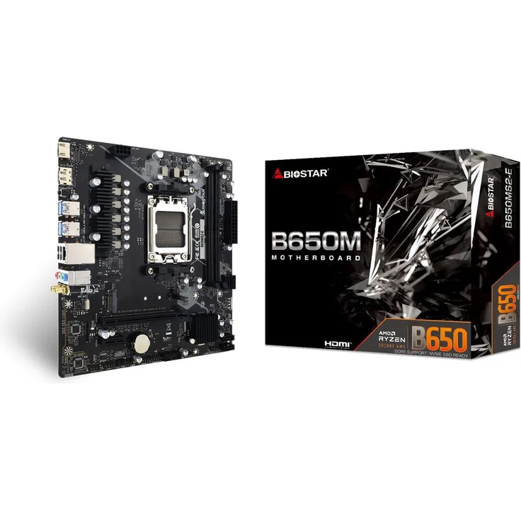 Biostar B650MS2-E (AM5) (D), mini ATX Mainboard mit DDR5, Gigabit Ethernet und HDMI, Schwarz
