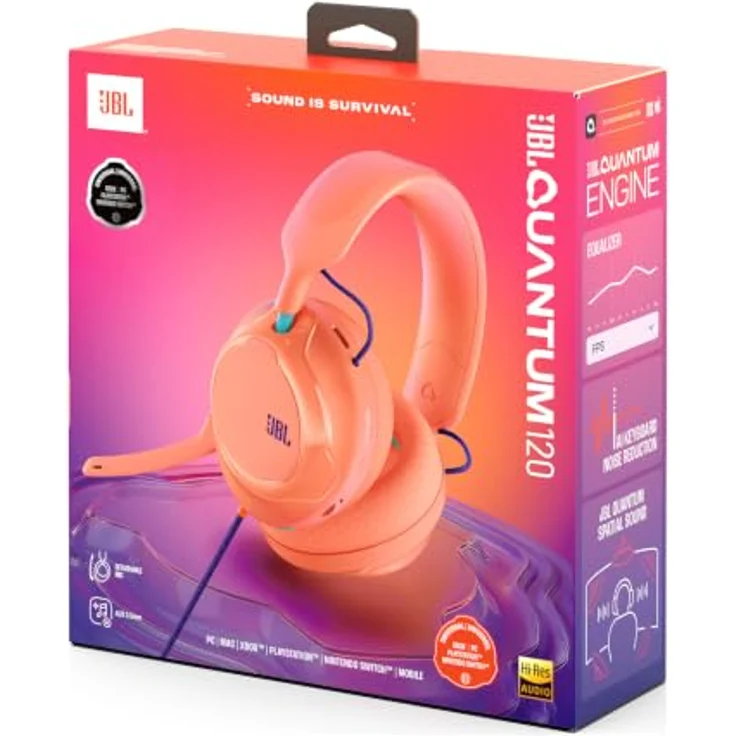 JBL Quantum 120, Kabelgebundenes Gaming-Over-Ear-Headset, Stereo, 3,5 mm Klinke, Koralle – Bild 9
