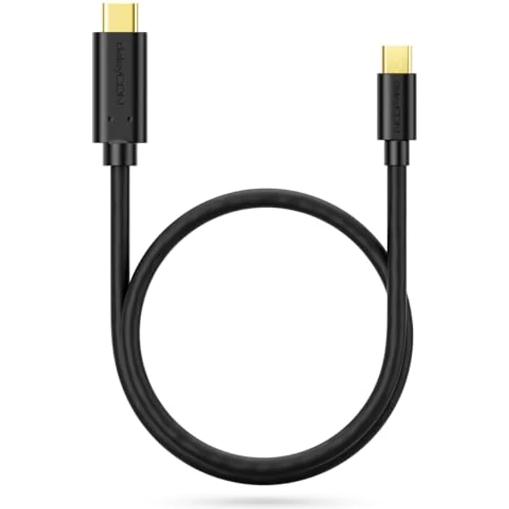 deleyCON 0,30m USB-C auf Micro-USB Kabel - Ladekabel und Datenkabel mit Wendbarem C-Stecker - Schwarz – Bild 4