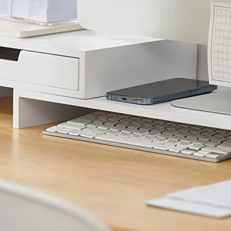 SoBuy Monitor-Halterung BBF04, Design Monitorerhöhung für 2 Monitore in Natur und Weiß, Belastbarkeit bis 25 kg, aus Bambus/MDF – Bild 7