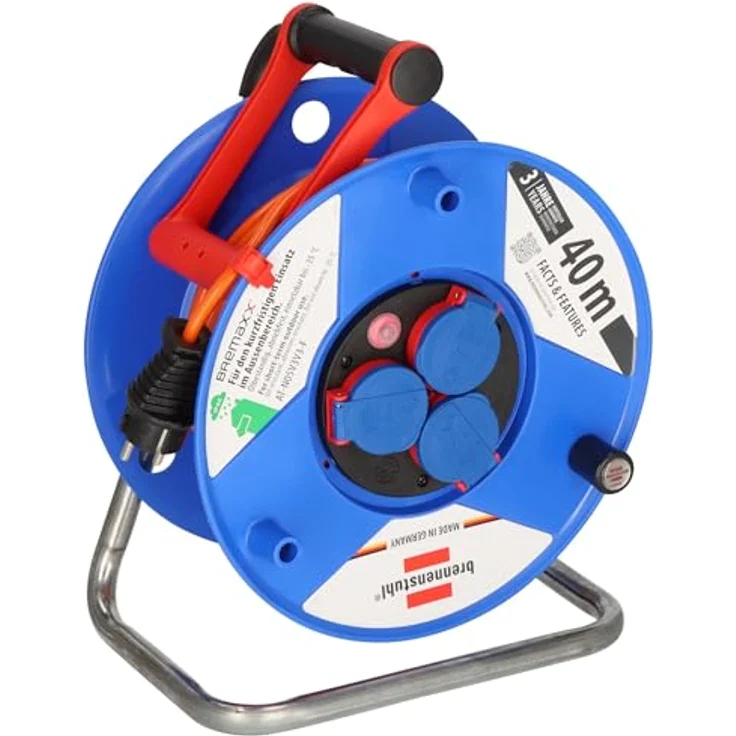 Brennenstuhl Garant IP44 Kabeltrommel 40m AT-N05V3V3-F 3G1,5, Wandmontage, 12.26 pounds – Bild 1