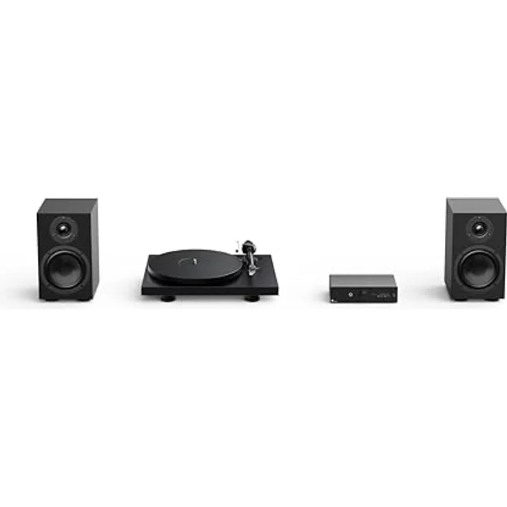 Pro-Ject Colourful Audio System 2, HiFi-Stereosystem mit Debut EVO 2 Plattenspieler, MaiA S3 Verstärker und Speaker Box 5 S2 Lautsprechern, seidenmatt schwarz – Bild 1