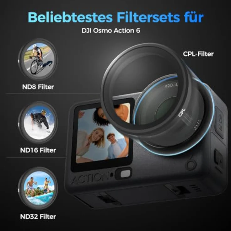 Rollei Filter-Set CPL & ND8 für DJI Osmo Action 6, Kamera-Filter mit optischem Glas und Schnellmontage – Bild 2