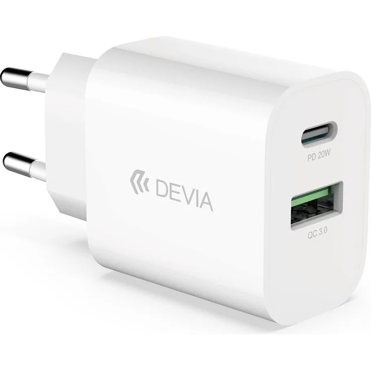 Devia Wandladegerät Smart PD, 20W USB-C und USB QC, weiss