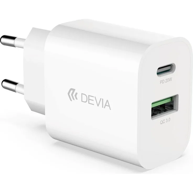 Devia Wandladegerät Smart PD, 20W USB-C und USB QC, weiss