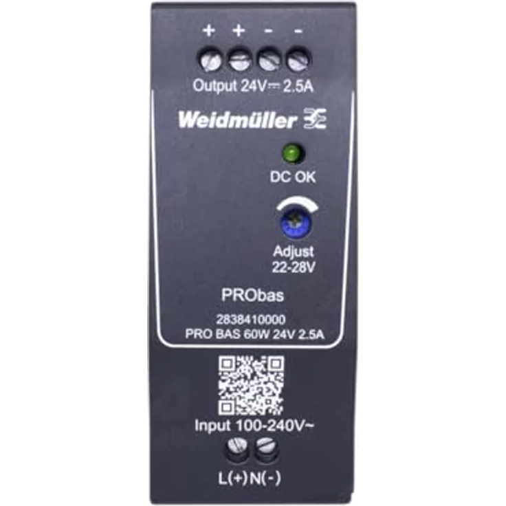 Weidmüller PRO BAS 24V DC Stromversorgung, 60W, 2.5A, Art.-Nr. 2838410000 – Bild 3
