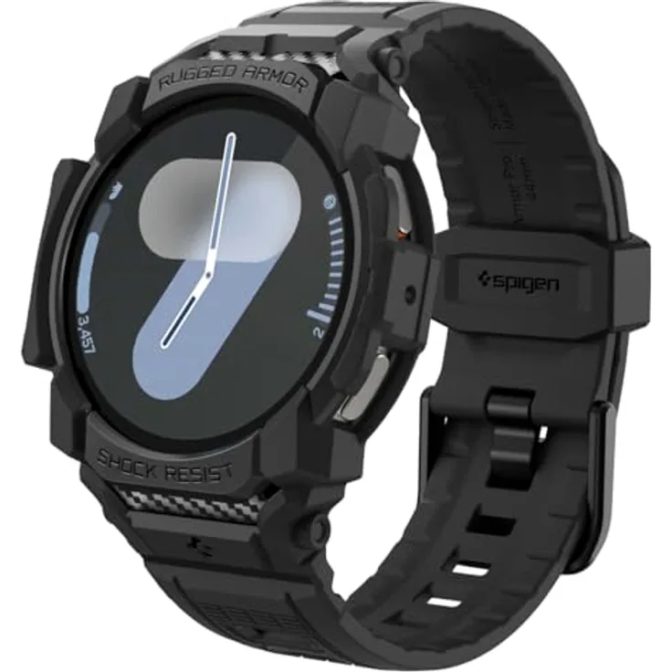 Spigen Rugged Armor Pro Hülle mit Armband für Samsung Galaxy Watch 7 44mm (2024) - Matt Schwarz