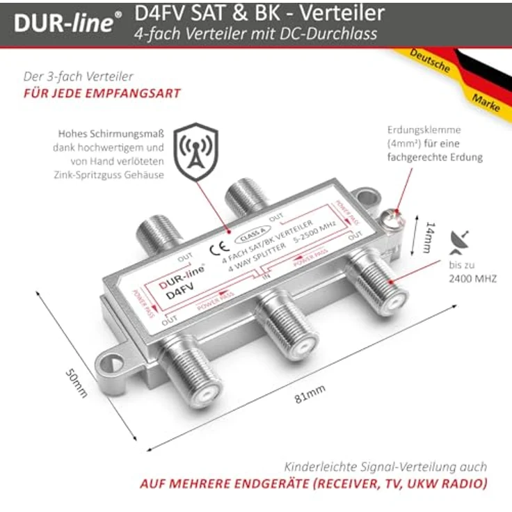 DUR-line 4-fach Verteiler Unicable tauglich - Preisvergleich – Bild 3