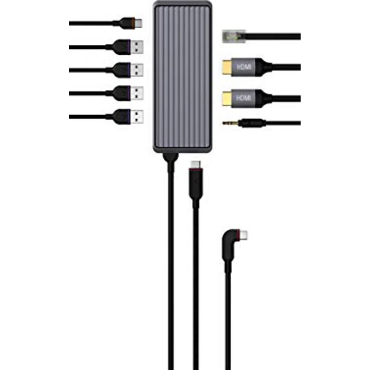 Unisynk USB-C 10-Port Dual Screen Hub Grey 100W, Dual Screen, Rubberized Edges, Grooved Aluminum, L-Connector – Bild 1