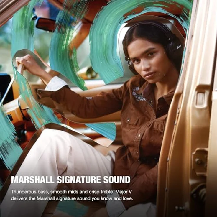 Marshall Major V Bluetooth Kopfhörer, 100 Stunden Spielzeit – Braun – Bild 2