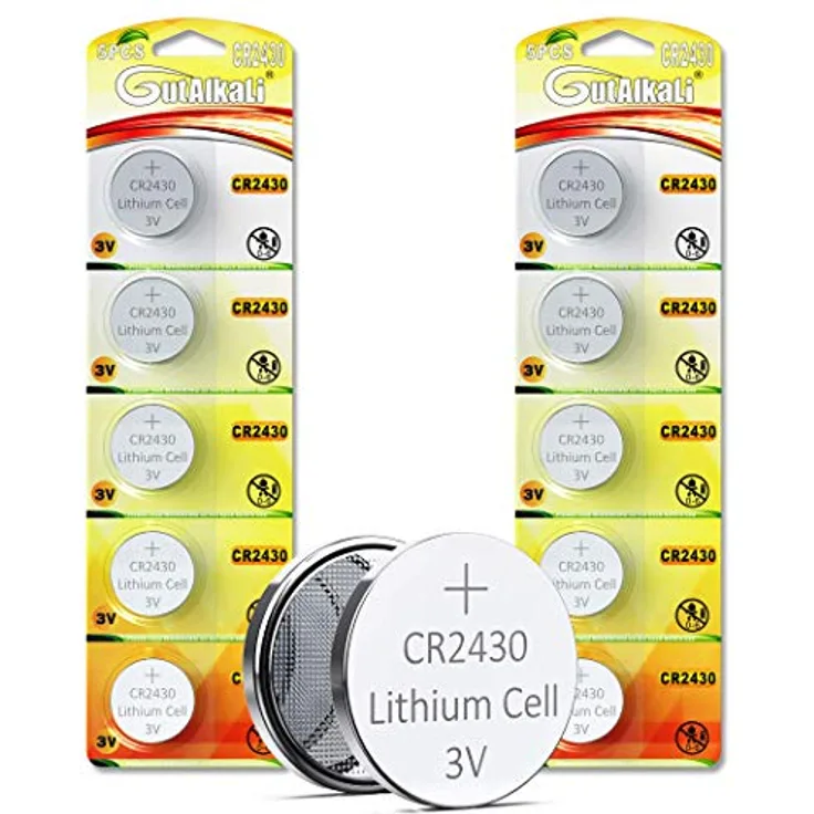 GutAlkaLi 3V Lithium-Knopfzelle CR2430 Batterien, 10er Votivkerzen, Teelichter, Video, Computer, Rechner, IC-Karten, elektrische Produkte