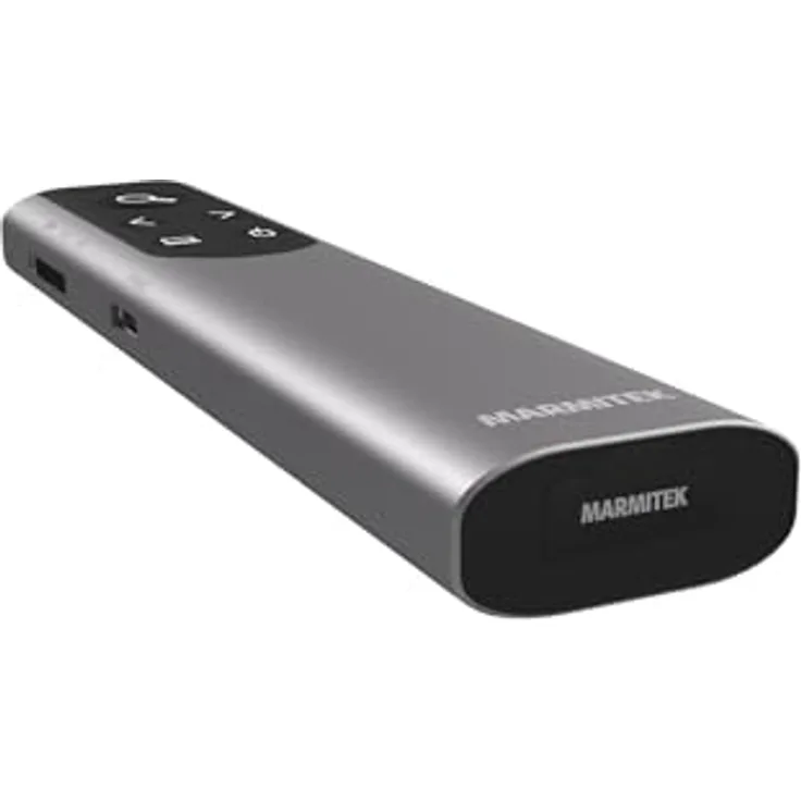 Marmitek WPR-400, Kabelloser Presenter mit digitalem Laserpointer, Air-Maus Funktion, Zoom, 30 Meter Reichweite, USB-Empfänger, stabil im Metallgehäuse, wiederaufladbarer Akku