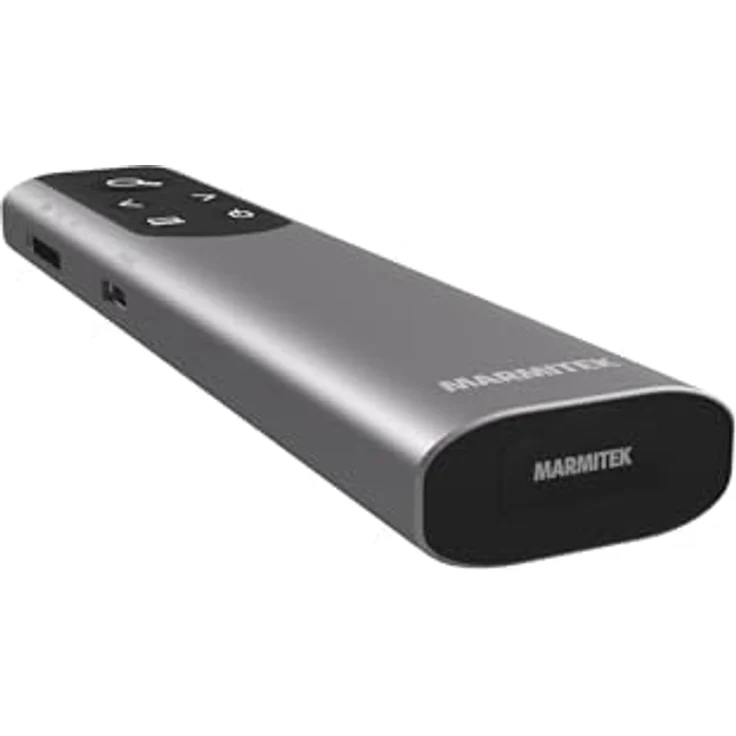 Marmitek WPR-400, Kabelloser Presenter mit digitalem Laserpointer, Air-Maus Funktion, Zoom, 30 Meter Reichweite, USB-Empfänger, stabil im Metallgehäuse, wiederaufladbarer Akku – Bild 1