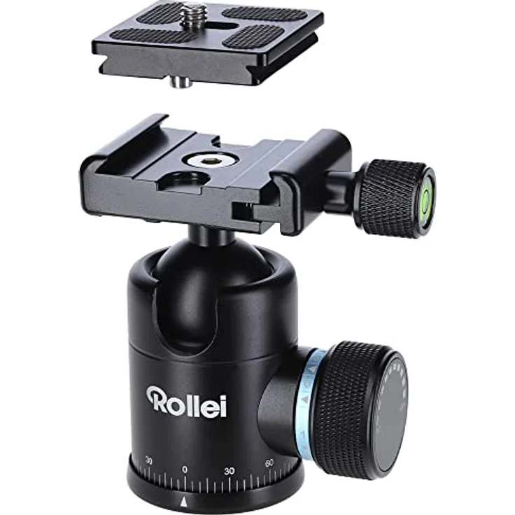 Rollei Stativ Kugelkopf für C5i Stativ, professioneller 360 Grad Stativkopf mit Friktion, 8 KG Tragkraft und 3 Wasserwaagen.Inkl. Acra Swiss Schnellwechselplatte – Bild 4