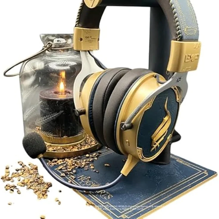 Lexip X Warner Hogwarts Legacy Gaming-Kopfhörer, kabellos, Over-Ear, 28 Stunden Akkulaufzeit, abnehmbares Mikrofon, schwarz und gold, kompatibel mit PS5/PS4/Switch/PC/Mobile – Bild 3