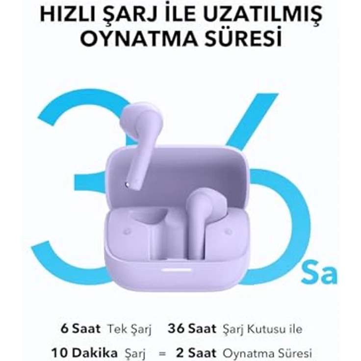 soundcore K20i, kabellose In-Ear Kopfhörer mit 6h Akkulaufzeit, violett, Bluetooth 5.3, IPX5 Schutz, inkl. Ladekoffer – Bild 4
