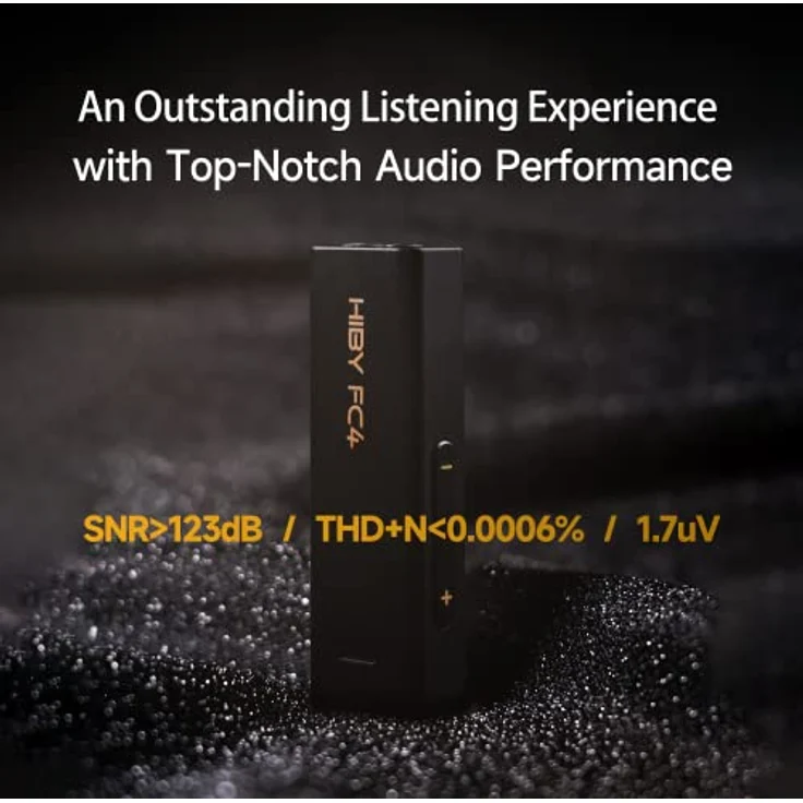 HiBy FC4 Tragbarer Kopfhörerverstärker DAC MQA Dongle USB Dac High Driving Power MQA 16X PCM 768kHz DSD 256 Native, Dual DAC Dual Crystal, 340 mW + 340 mW, Plug-and-Play, Schwarz – Bild 4