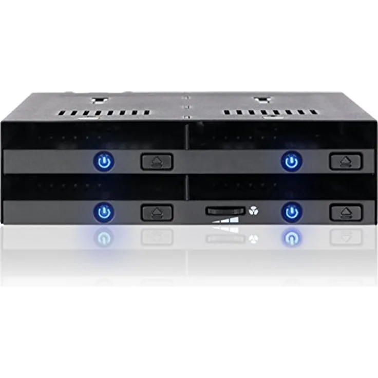 ICY DOCK flexiDOCK MB014SP-B R1, Trägerloses Internes Hot Swap Dock für 4X 2,5 Zoll SATA/SAS SSD/HDD in 1x 5,25 Zoll Schacht mit Auswurftasten, blauer LED
