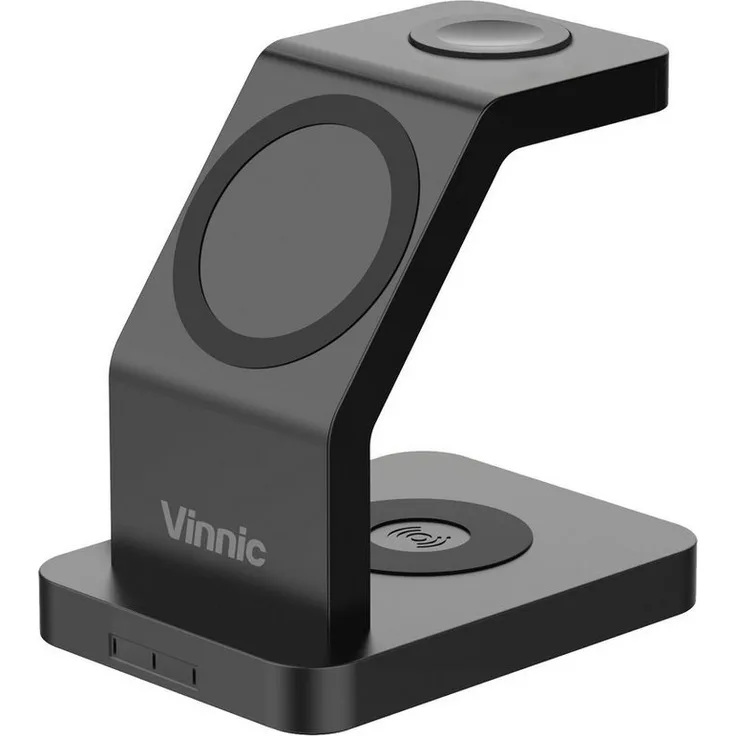 VINNIC ONTAKE 3-in-1 Magnetic Wireless Charging Dock Wireless Charger, Schnellladefunktion bis zu 15 W, elegant in Schwarz