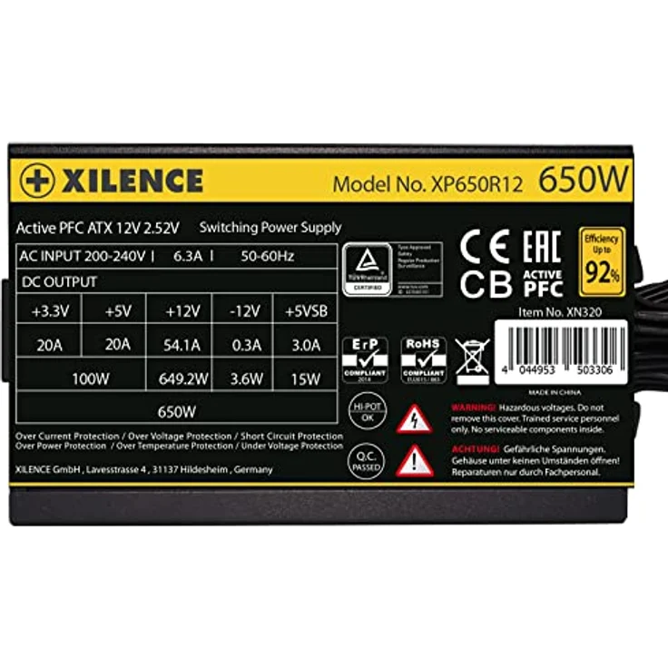 Xilence XP650R12 650W PC Netzteil, Meet 80+ Gold, Gaming, ATX, schwarz – Bild 4