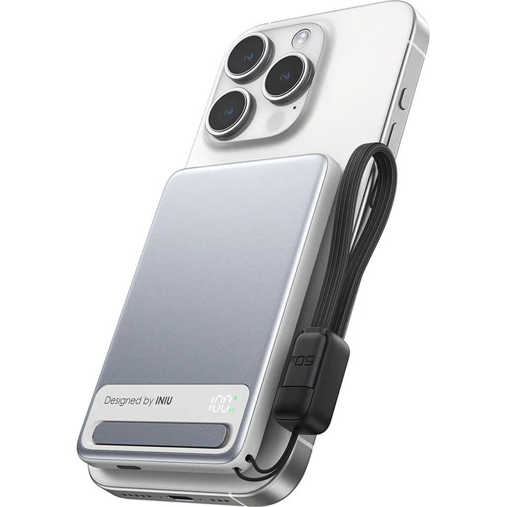 INIU Magnetische Powerbank 5000mAh, iPhone MagPro, 15W Qi2 und 20W PD-Laden, Weiß