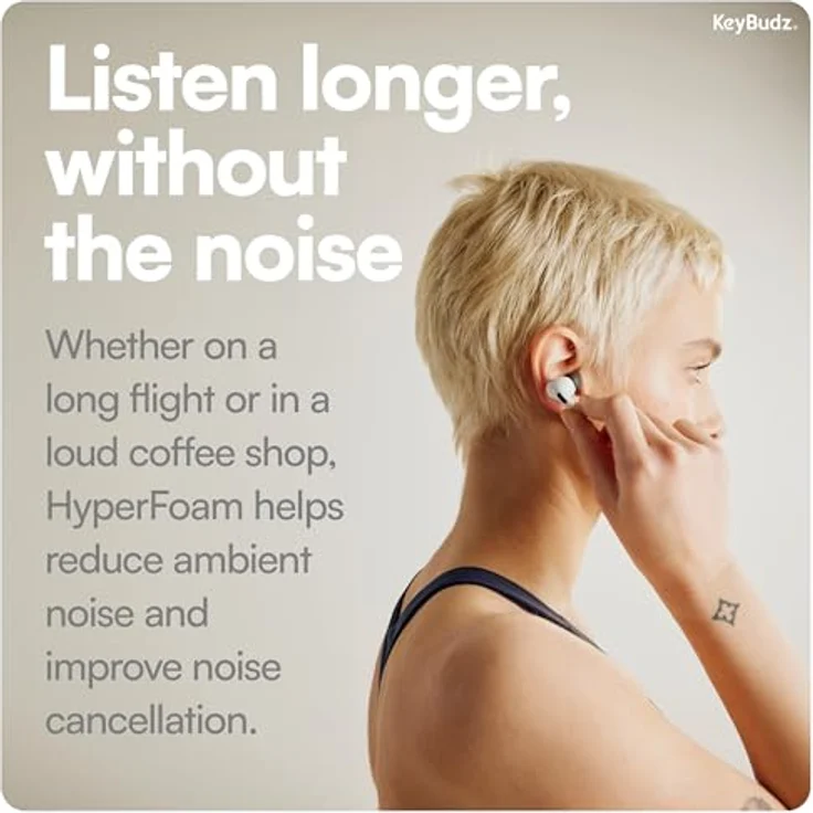 KeyBudz HyperFoam-Ohrstöpsel für AirPods Pro 1./2. Gen, Memory-Schaum, verbesserte Passform, Geräuschunterdrückung, rutschfeste Ersatzknospen (S/M/L) – Bild 4