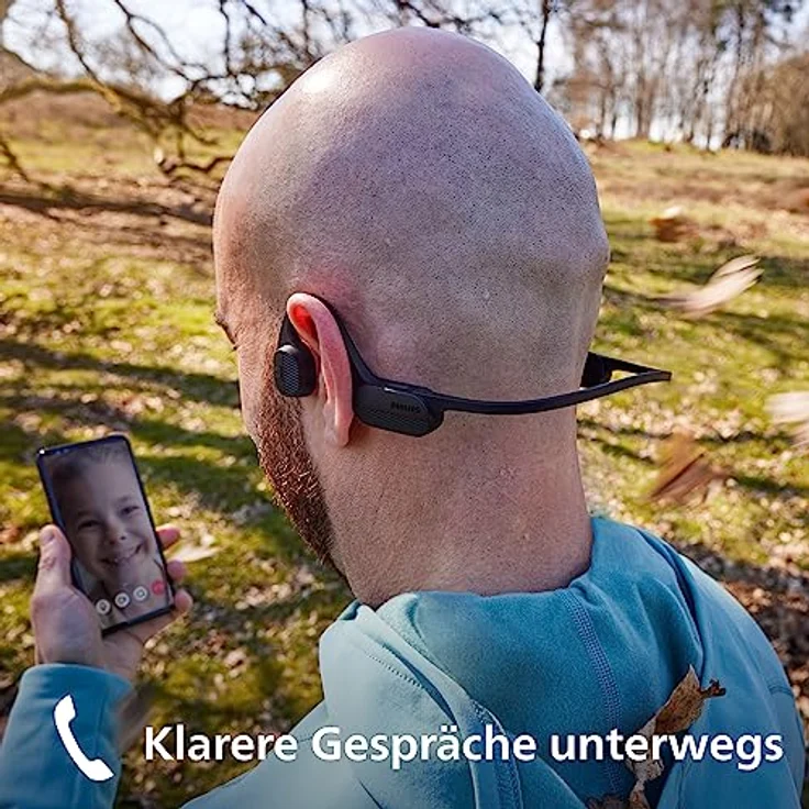 Philips TAA5608BK/00 Kabelloser Open-Ear-Sportkopfhörer|Knochenleitung|Bluetooth LE Audio & LC3|IPX5 wasserbeständig|6 Stunden Wiedergabe|LED-Sicherheitsleuchten|Mikrofon|Tasche|USB-C-Kabel|Schwarz – Bild 4