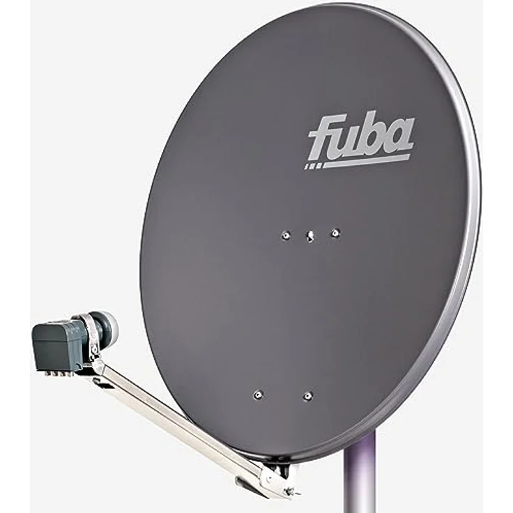 Fuba Satellitenschüssel Komplettset DAL 804 A, 80cm Alu Anthrazit, Quad LNB DEK 417, HDTV, UHD (4K/8K), 3D, für 4 Teilnehmer – Bild 1