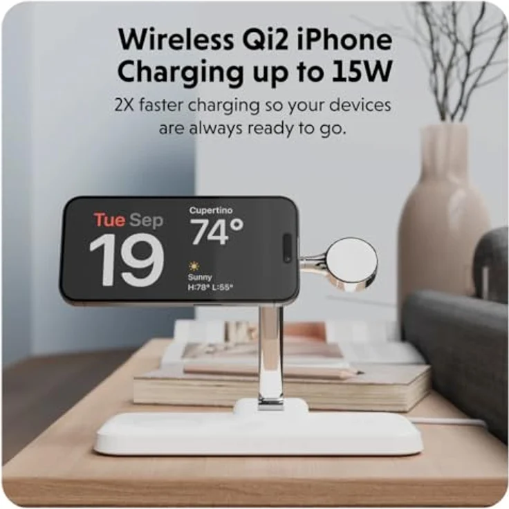Targus HyperJuice QI2 4-in-1 Charging Stand, Wireless Charger mit 15 W Qi2, faltbares Design und 45-W-Netzteil – Bild 5