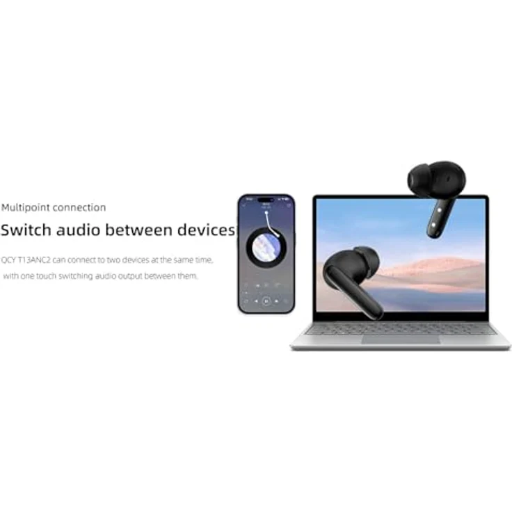 QCY T13 ANC2 In-Ear-Kopfhörer, Bluetooth 5.3 mit aktiver Geräuschunterdrückung, 30 Stunden Spielzeit, antibakterielle Ohrstöpsel, Schwarz – Bild 10