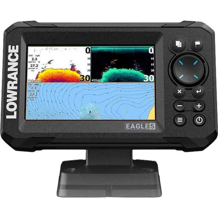 Lowrance Eagle 5 Splitshot, GPS/Fischfinder mit 5-Zoll-Farbdisplay, CHIRP-Sonar und DownScan-Imaging, Silber
