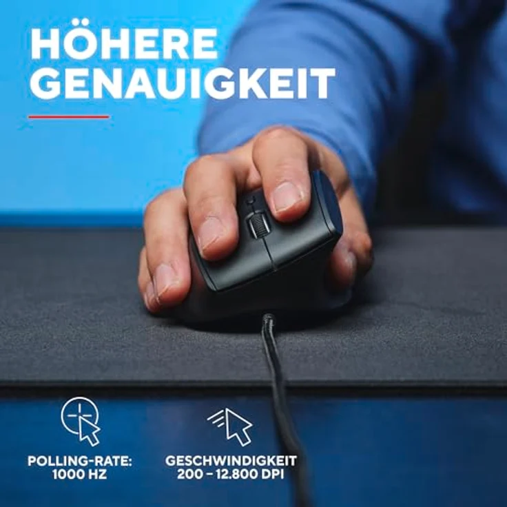 Trust Gaming GXTrust 145 Rexxa Vertikale Gaming Maus, 12.8k DPI, 10 programmierbare Tasten, Ergonomisch, USB-A Kabel 1,7m, Mehrfarbige RGB Beleuchtung - Schwarz – Bild 5