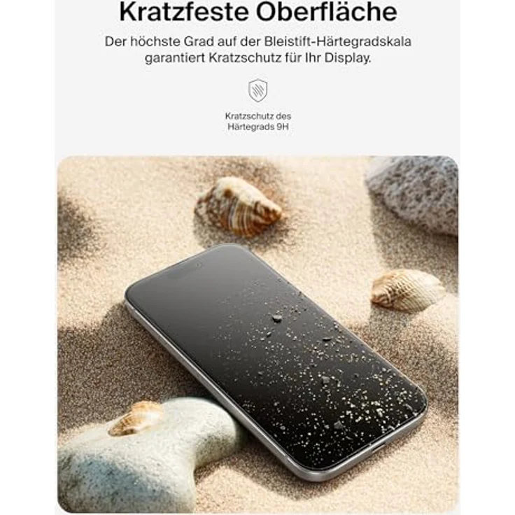 Belkin ScreenForce TemperedGlass Schutzfolie für iPhone 17 + iPhone 16 Pro, 9H Kratzfest, 0,33 mm Dünn, Blasenfreie Anbringung, 2er-Pack mit Positionierungsrahmen – Bild 4