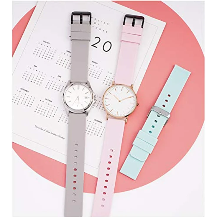 Shieranlee Silicone 16MM Uhrenarmband aus Silikon mit Edelstahl Schnalle, passend für Fossil Q Accomplice, Carlie, Harper, Neely; Moto 360 2nd Gen Women's 42mm, Huawei B5, wasserfest und hautfreundlich – Bild 4