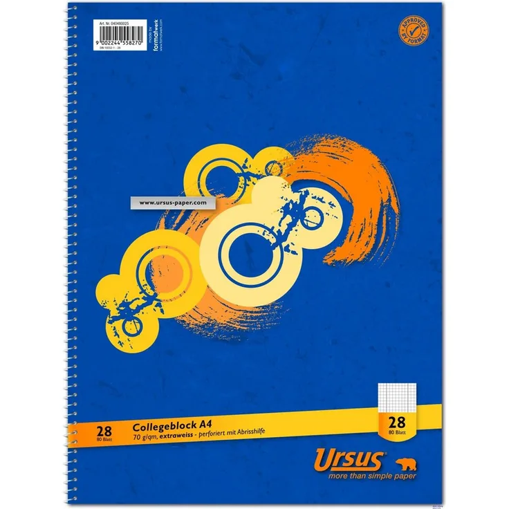 OTTO Notizblock Kollegeblock A4, 80 Blatt kariert mit Rand, 70g/qm Papier, weiß mit Spiralbindung