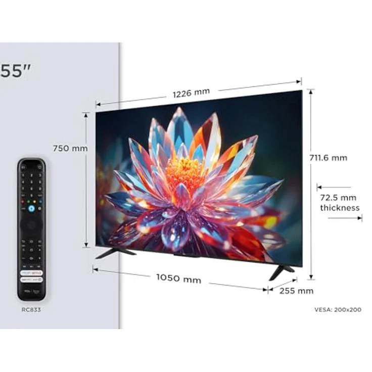 TCL 55T6C QLED 4K UHD TV mit Dolby Vision, Atmos, HDR10+, Fire TV, AirPlay 2 & 97% DCI-P3 – Bild 2