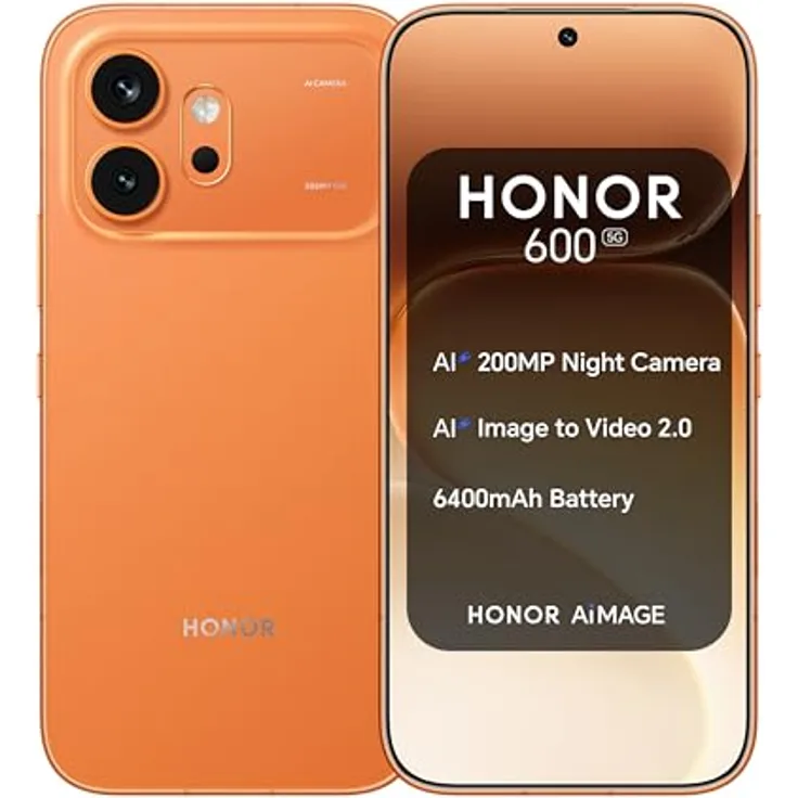 Honor 600 5G Dual Sim 8GB RAM 256GB - Orange (256 GB, Orange, Dual SIM, 5G), Smartphone, Orange