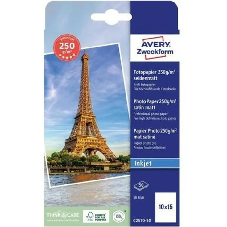 Avery Zweckform Fotopapier Premium Inkjet Fotopapier 10x15 250g 50 Blatt